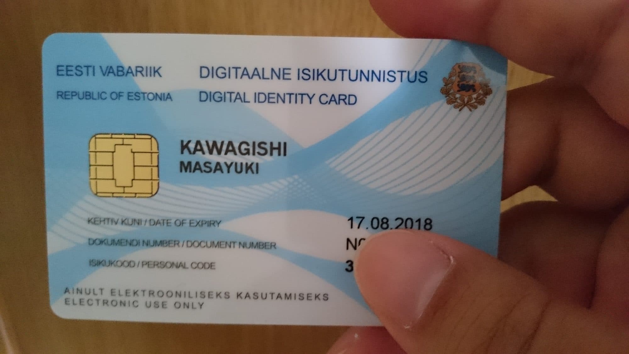 An Estonian digital identity card issued to an e-resident